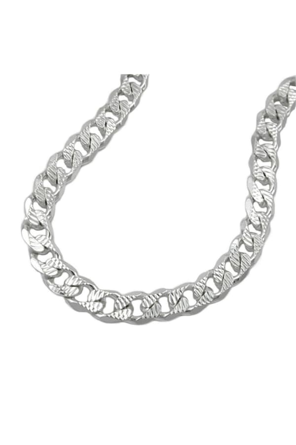 Necklace 5,6mm Flat Curb Chain With Pattern Silver 925 50cm - GL101039-50