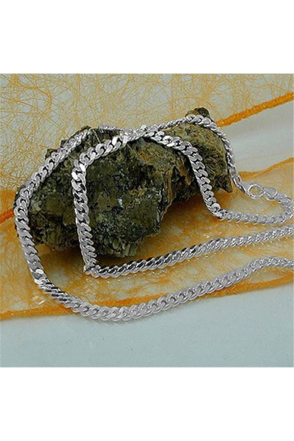 Necklace Curb Chain 4mm Silver 925 50cm - GL101019-50