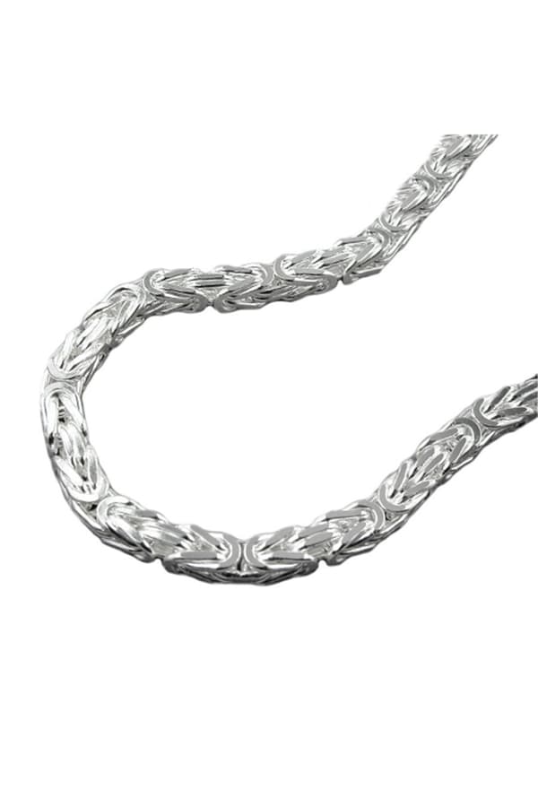 Necklace 3mm Square Byzantine Chain Shiny Silver 925 60cm - GL137000-60