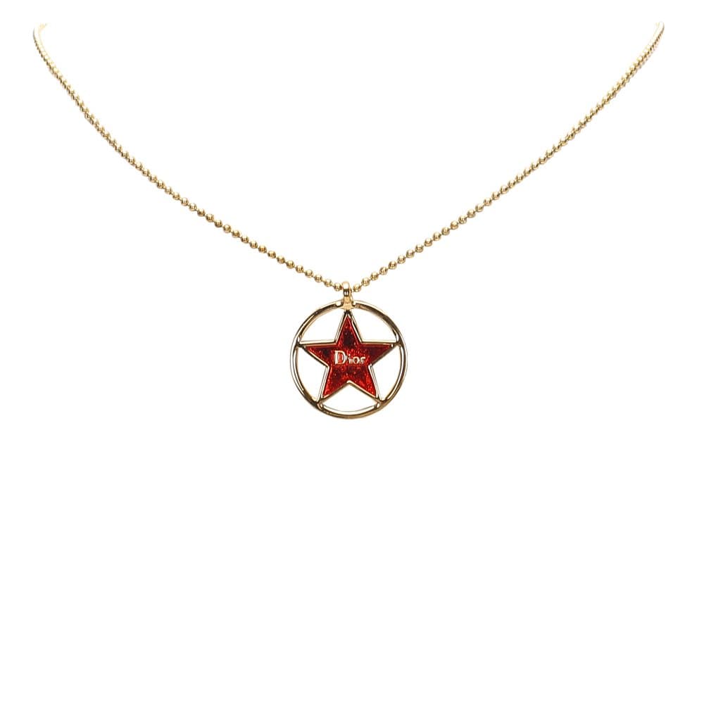 Dior Circle Star Pendant Necklace Gold