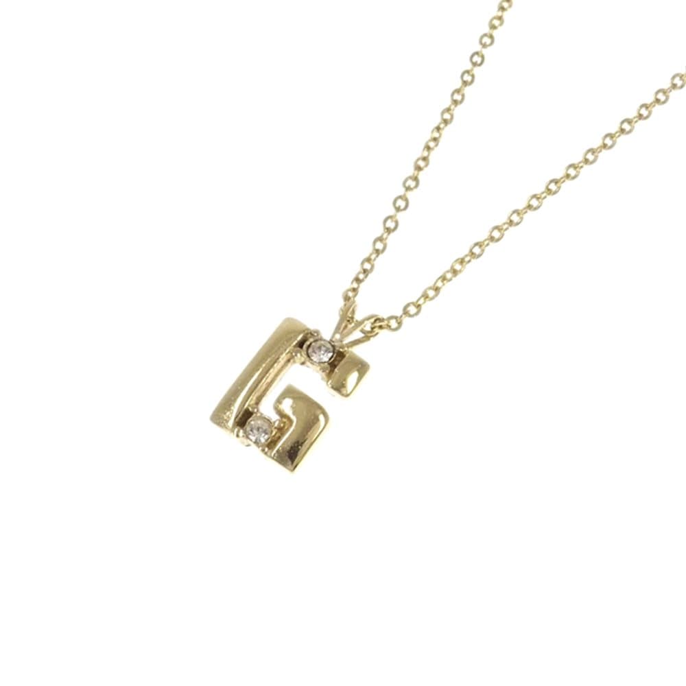 Givenchy G Logo Rhinestone Pendant Necklace Gold