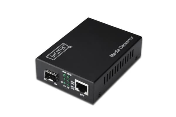DIGITUS DN-82130 - Fibermediekonverterare - GigE - 10Base-T, 100Base-TX, 1000Base-T - RJ-45 / SFP (mini-GBIC) - upp till 80 km