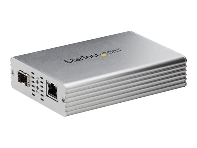 StarTech.com 10GbE Fiber Ethernet Media Converter NBASE-T- SFP to RJ45 Single Mode/Multimode Fiber to Copper Bridge 1/2.5/5/10Gbps Network (MCM10GSFP