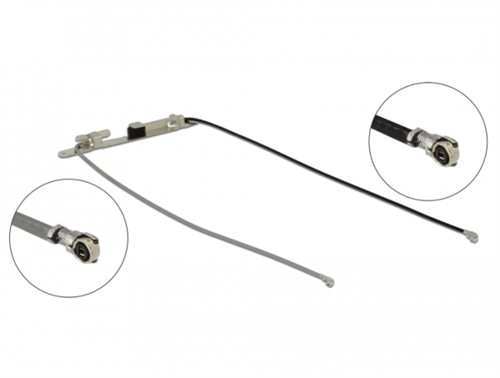 Bild av DeLOCK WLAN Twin Antenna - Antenn - Wi-Fi - 1,12 dBi (för 2400 - 2500 MHz), 3,18 dBi (för 5150 - 5850 MHz) - intern, skruvmontering - grå, svart