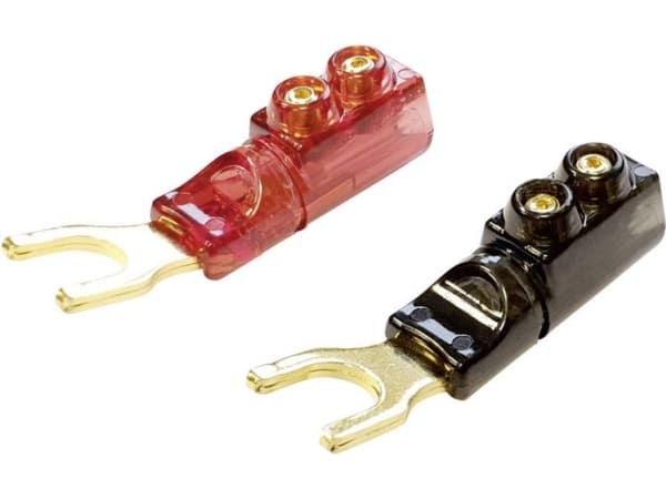 TRU COMPONENTS TC-2505051 Gaffelkabelsko 16 mm² Delvist isoleret Sort, Rød (transparent) 2 stk