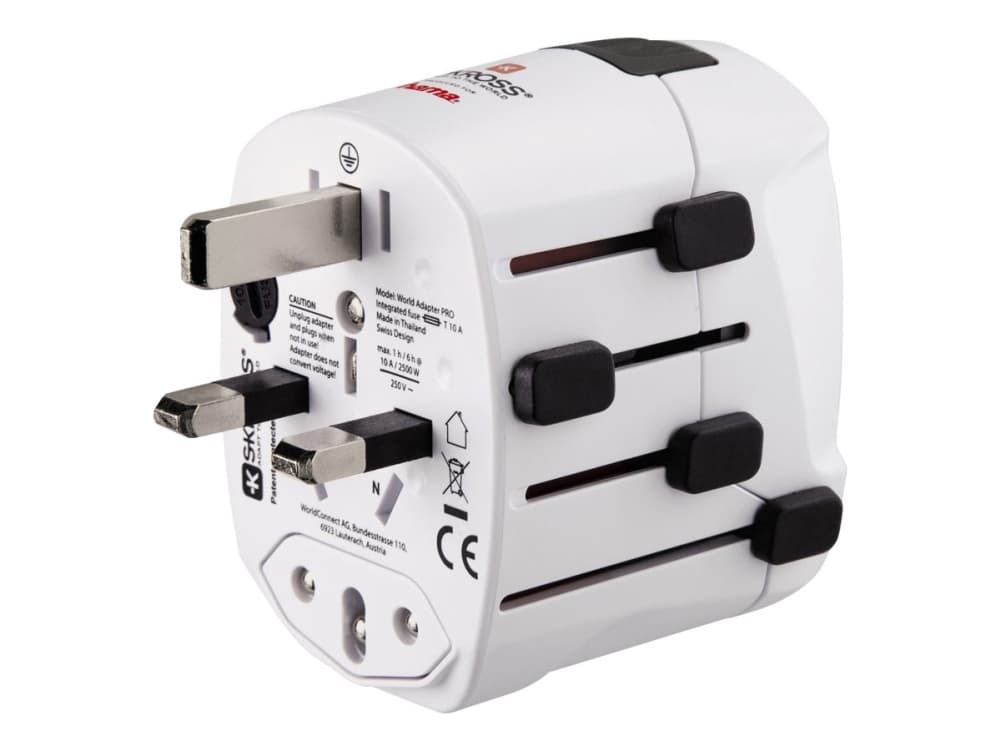 Hama "World Travel Pro" World Travel Adapter - Strömadapter - BS 1363, NEMA 5-15, SEV 1011, CEI 23-50, AS/NZS 3112 (hane) till CEE 7/4 (hona) - vit