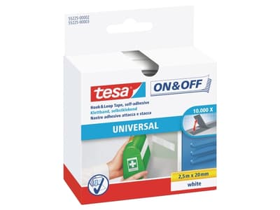 TESA 55225-02, Valkoinen, 20 mm, 2,5 m, 1 kpl, Kupla