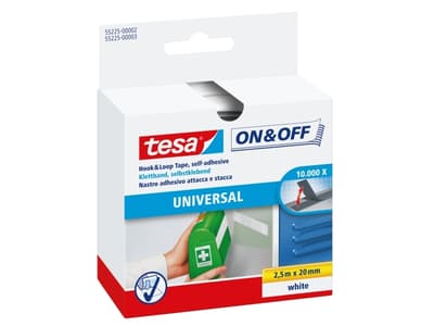 TESA 55225-02, Hvit, 20 mm, 2,5 m, 1 stykker, Blister