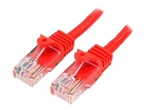 Bild av StarTech.com 0.5m Red Cat5e / Cat 5 Snagless Ethernet Patch Cable 0.5 m - Patch-kabel - RJ-45 (hane) till RJ-45 (hane) - 50 cm - UTP - CAT 5e - hakfr