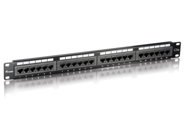 Equip 235324, RJ-45, Gull, Cat5e, Svart, Rackmontering, 1U