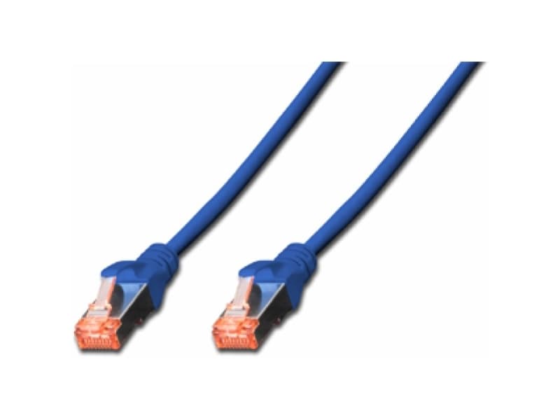 DIGITUS - Patch-kabel - RJ-45 (hane) till RJ-45 (hane) - 50 cm - SFTP - CAT 6 - startad, halogenfri, hakfri - blå, RAL 5017