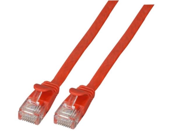 RJ45 flat patch-kabel U/UTP, Cat.6A, PVC, 1m, rød (K8107RT.1)