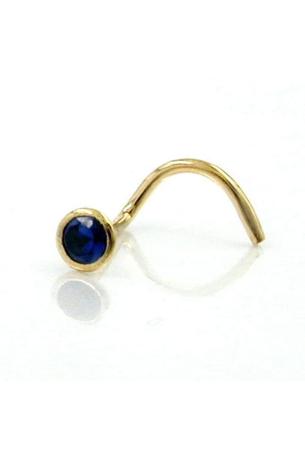 Nose Screw Cubic Zirconia Sapphire 18k Gold - GL430739