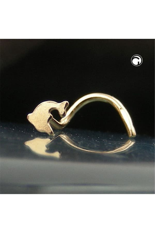 Nose Screw Stud 2.5mm Spiral With Small Dolphin 14k Gold - GL430520