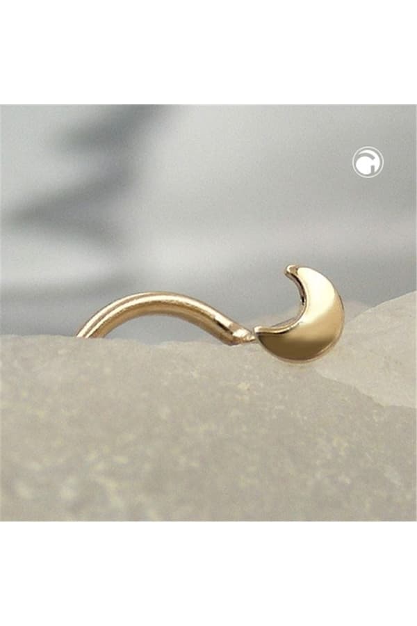 Nose Screw Stud 2.5mm Spiral With Small Moon 14k Gold - GL430516