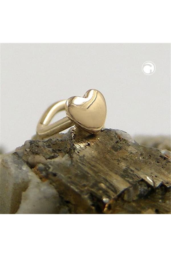 Nose Screw Piercing 2.4mm Spiral With Small Heart 18k Gold - GL430100