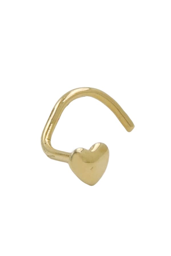 Nose Screw Piercing 2.4mm Spiral With Small Heart 18k Gold - GL430100