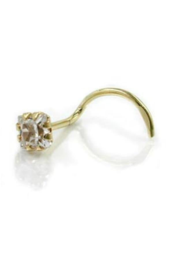 Nose Screw Cubic Zirconia 3mm 14k Gold - GL430045