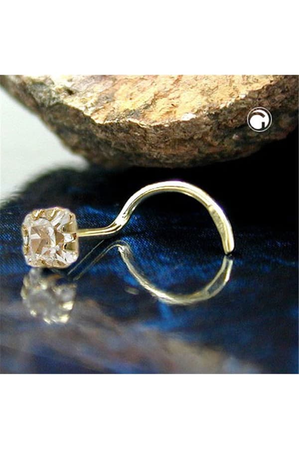 Nose Screw Cubic Zirconia 3mm 14k Gold - GL430045