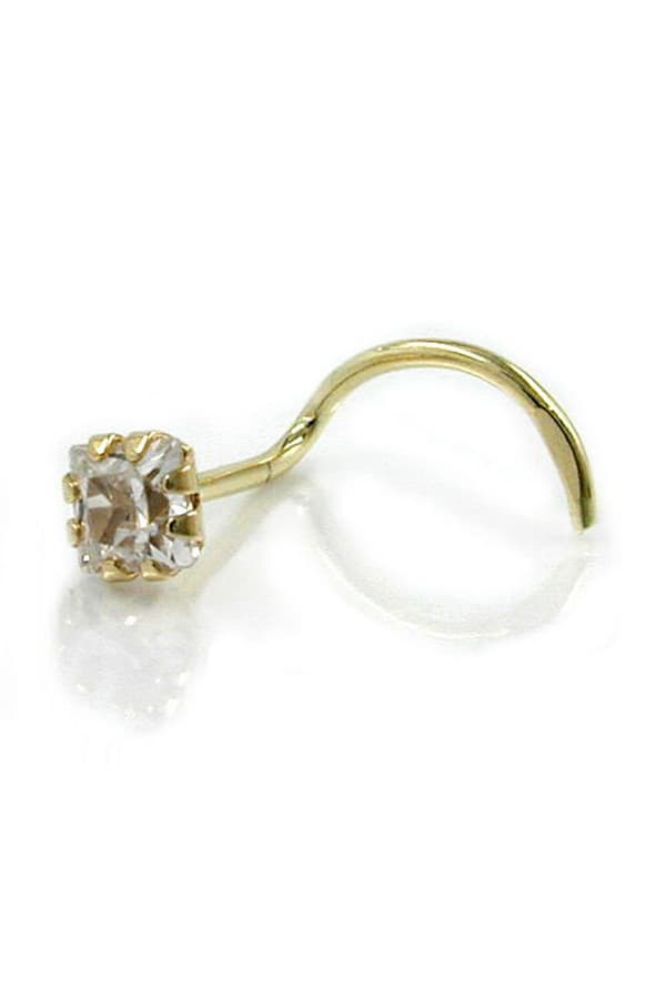 Nose Screw Cubic Zirconia 3mm 14k Gold - GL430045