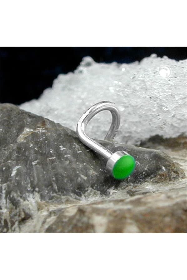 Nose Screw Green Enamel Silver 925 - GL91143