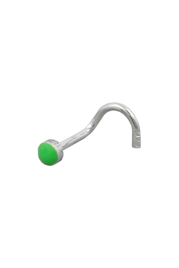 Nose Screw Green Enamel Silver 925 - GL91143