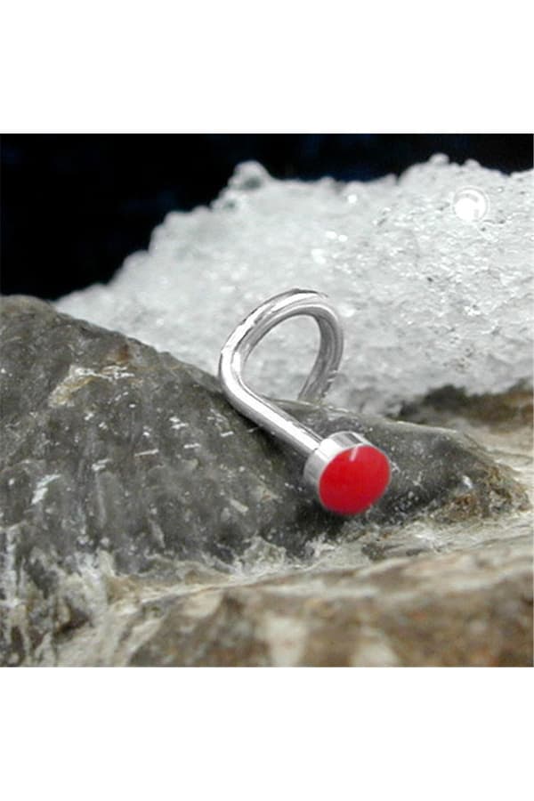 Nose Screw Red Enamel Silver 925 - GL91142