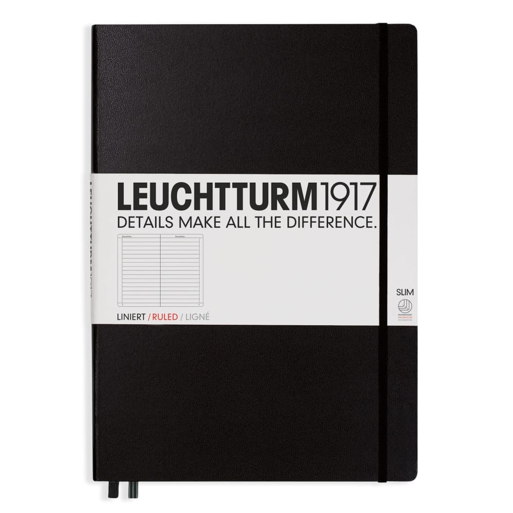 Anteckningsbok Leuchtturm1917 A4+ Slim Hard black 121 p. ruled