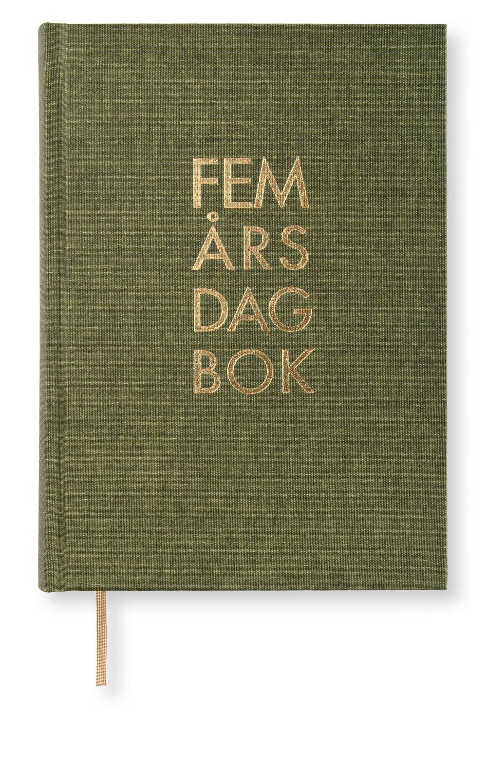 5-Års Dagbok A5 Textil Khakigrön Paperstyle