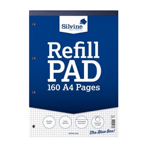 Silvine A4 Refill Pad med rutor (6 paket med 80 ark)