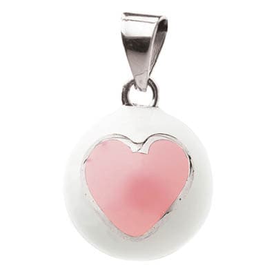Bola Hvit med rosa hjerte
