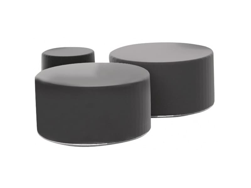 Loungepuf fumac call, med bord, sort kunstlæder, ø 45 cm