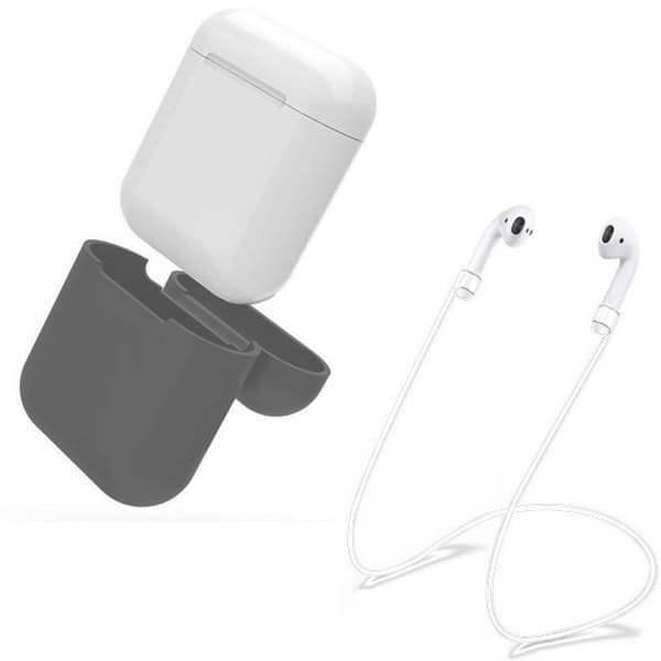 Airpod Silikon Fodral + Hörlur Straps & Handlovsrem Apple GRÅ