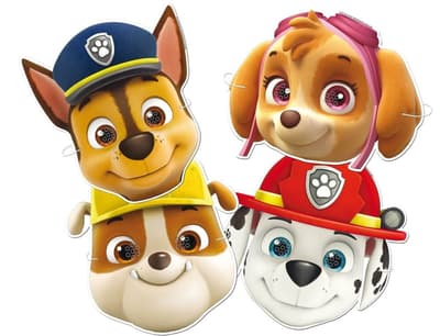 Paw Patrol 6pcs Masks Chase, Marshall, Skye and Rubble