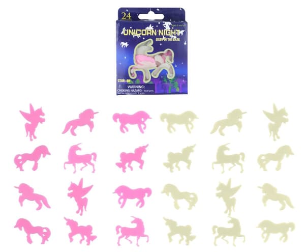 24-Pack Unicorn Självlysande Väggdekoration Takdekoration Enhörning