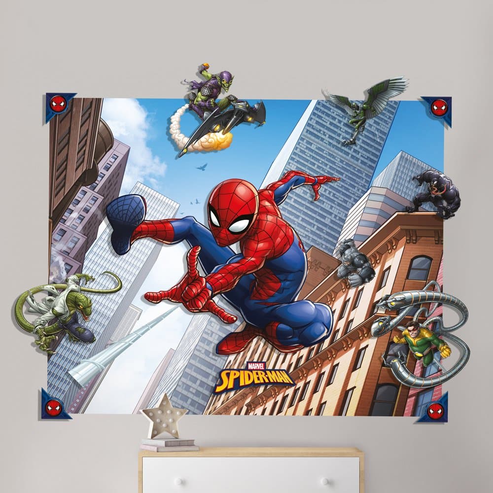 Spider-Man Spider Man 3D Pop Out klistermærke Vægdekorations klistermærke