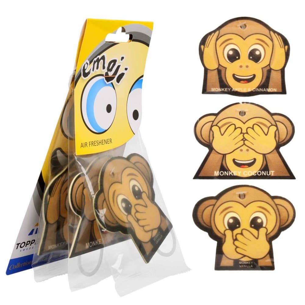 3-pakket dufttræ til bil Luftfrisker Apa Emoticon Monkey