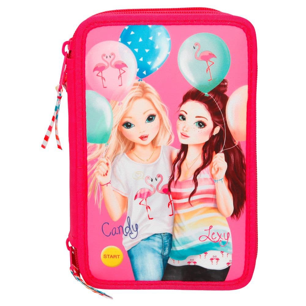 TOP Model 44-delt Flamingo Triple Pen Case Penset med LED