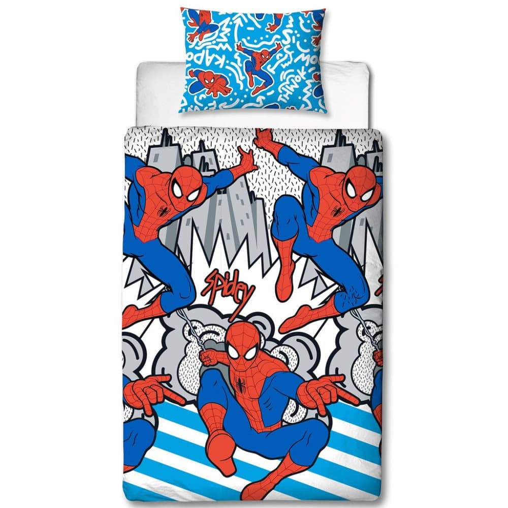 Spider Man Popart Bag Cover Bed Vendbar 135x200 + 48x74cm