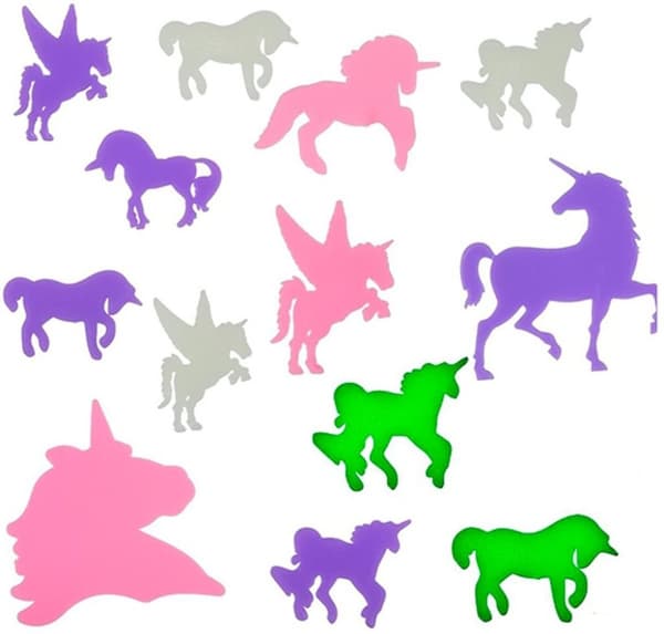 14-pack Unicorn fluorescerende vegg- og takdekorasjon