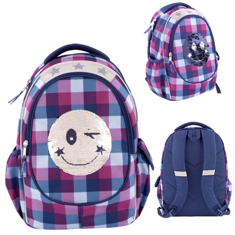 TOPModel pailletter Smiley rygsæk Skole rygsæk 43cm