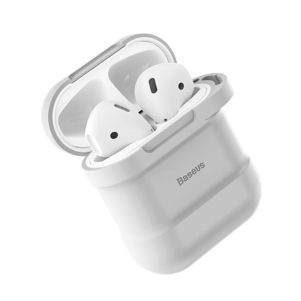 Airpod silikonetui + magnetiske hodetelefoner stropper lys grå