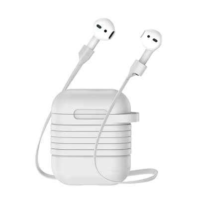 Silikon AirPods Fodral Med Magnetisk Hörlurs Nackrem LJUSGRÅ