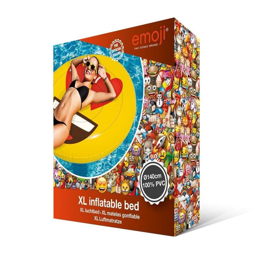 Emoji XL oppustelig bademadras Svævende Lounge Love Face 140cm