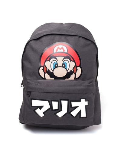 Super Mario japansk tekst rygsæk skoletaske 41x31x10cm grå