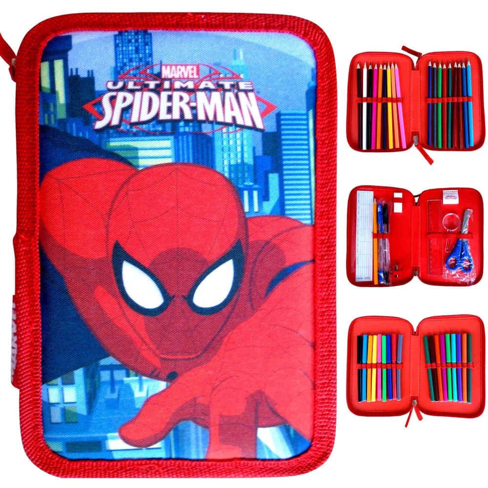 Spiderman Spider Man Triple Skolset fyldt pen sag 45-stykke