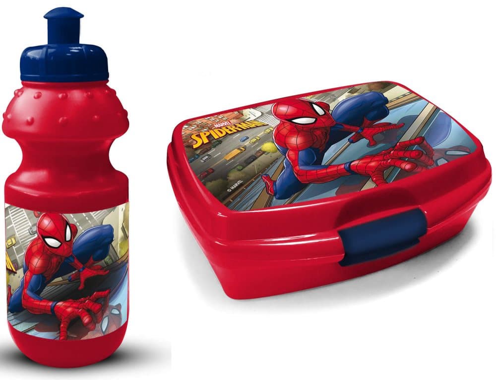 Marvel Spiderman Madkasse Og Vandflaske Blå / Rød