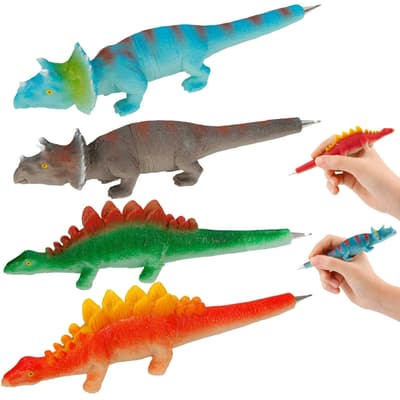 4-Pack Dino World 3D Pennor Bläckpennor Dinosaurier Figurer