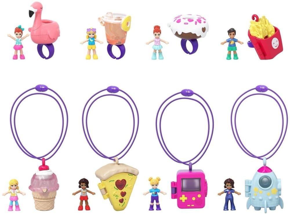 4-Pack Polly Pocket Tiny Takeaway Figure Doll Mini Docka Med Tillbehör Lekset
