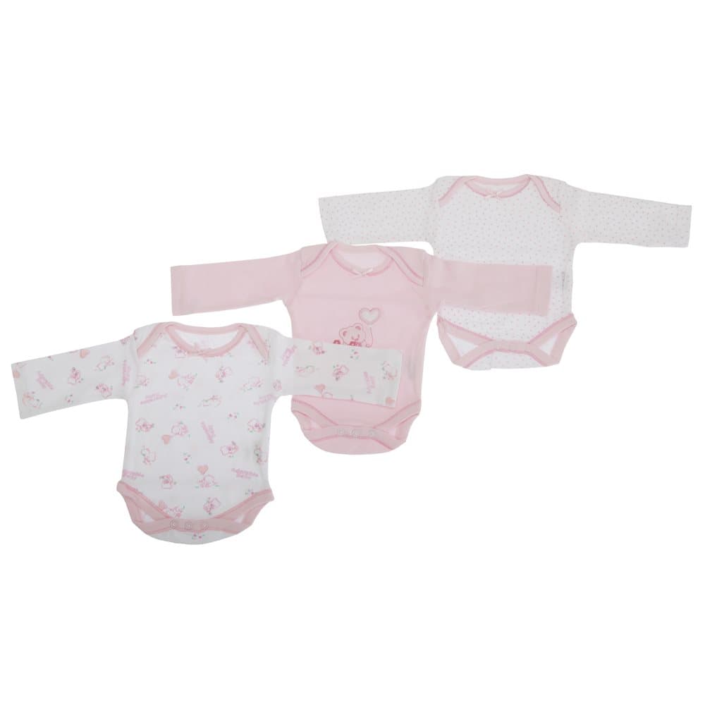 Babyflickor Nallebjörnsmönster Långärmad bodysuits (paket med 3)